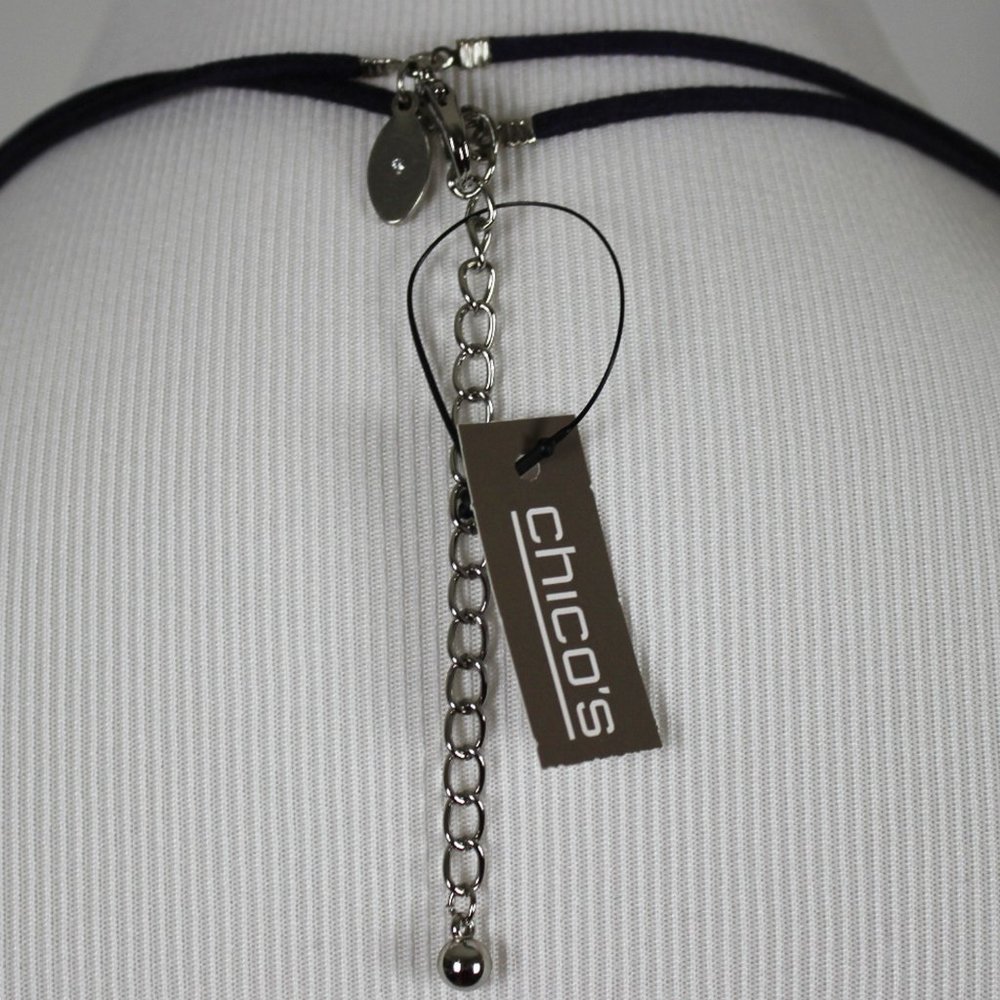 NWT Chico's Multi-Layer Blue & Silver Necklace - Picture 7 of 8